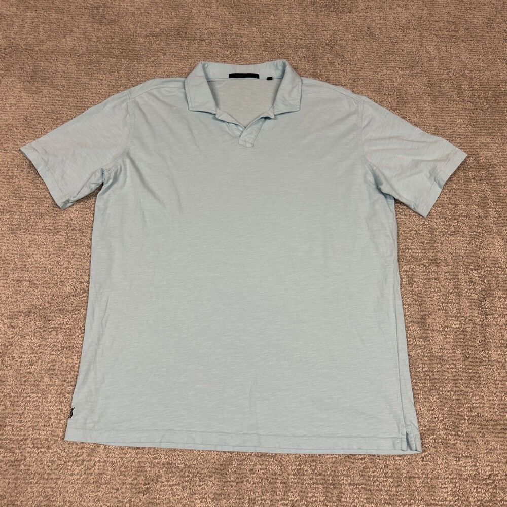Greyson Polo Shirt Mens Large Light Blue Short Sleeve Pocket Cotton Blend Golf